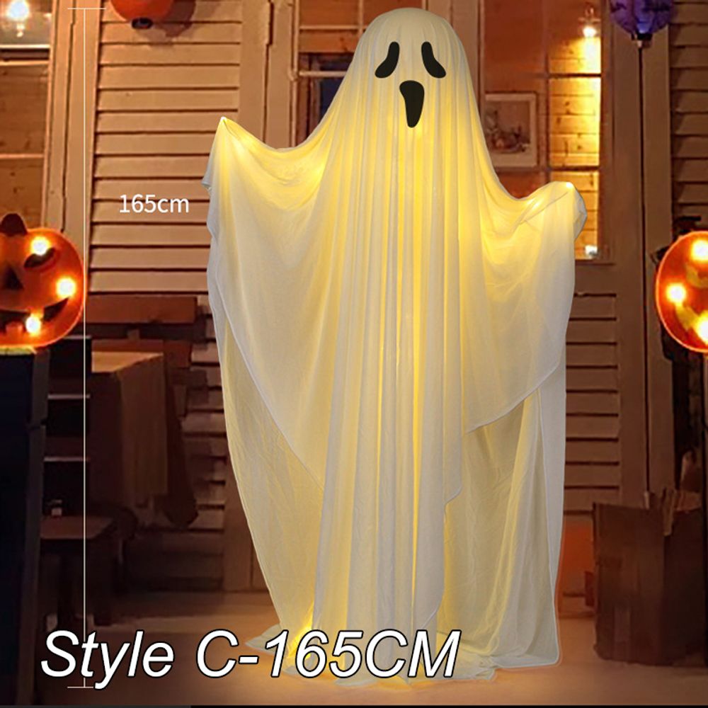 130CM Outdoor Halloween LED Decoration for Front Porch Patio Spooky Easy to Assemble Halloween Ghosts