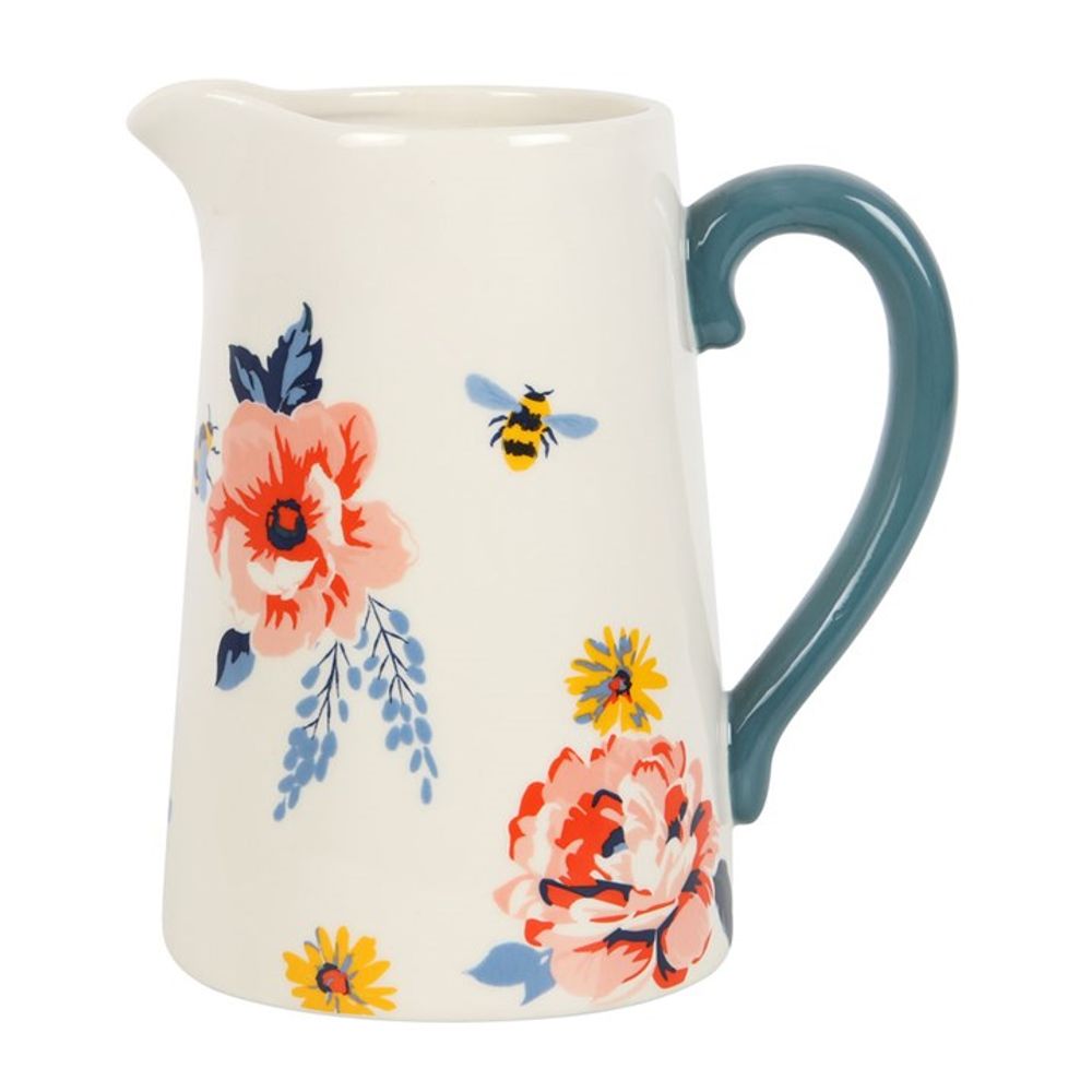 17cm Bee-utiful Floral Ceramic Flower Jug-2