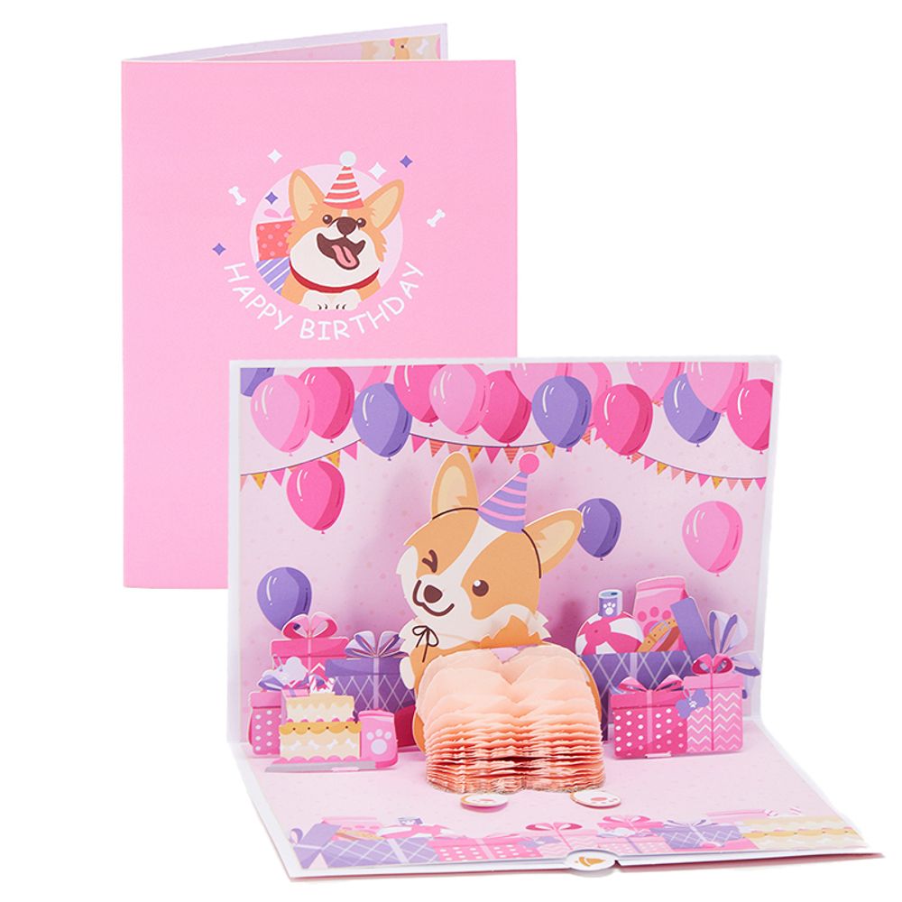 Cute Dog Pop Up Greeting Cards Pretty Animals Birthday Card With Envelope DIY Birthday Gifts Birthday Anniversary Greeting Card