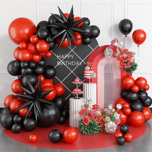 Black Red Theme Wedding Balloon Birthday Party Decoration Set Men's Birthday Anniversary Theme