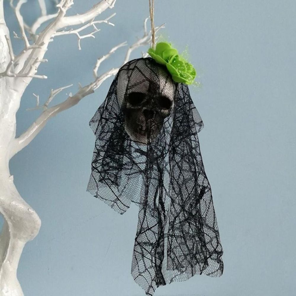 Halloween Skull Hanging Ornaments Foam Skull Bride Clothes Bone Head Scene Layout Props Home Decorations Festival Party Supplies