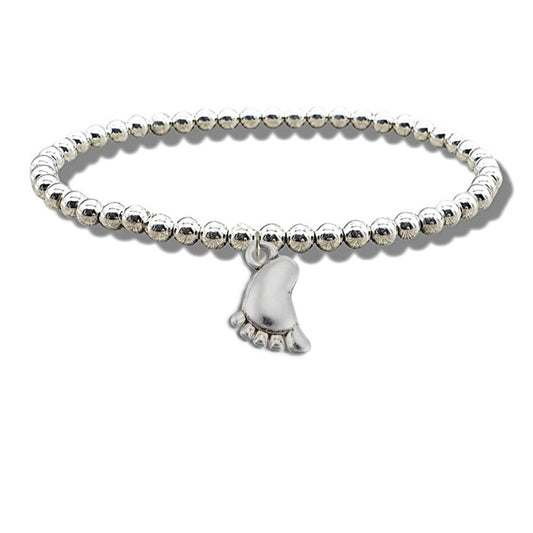 Baby Foot Silver Beaded Bracelet