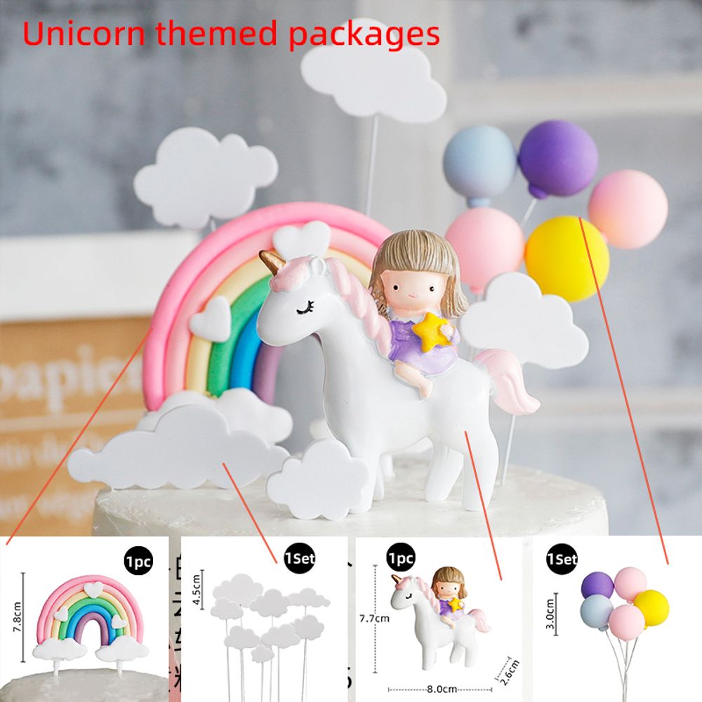 Unicorn Theme Cake Topper Happy Birthday Rainbow Stars Girl Birthday Baby Shower Party  Cake Decoration for Girl's 16th Birthday