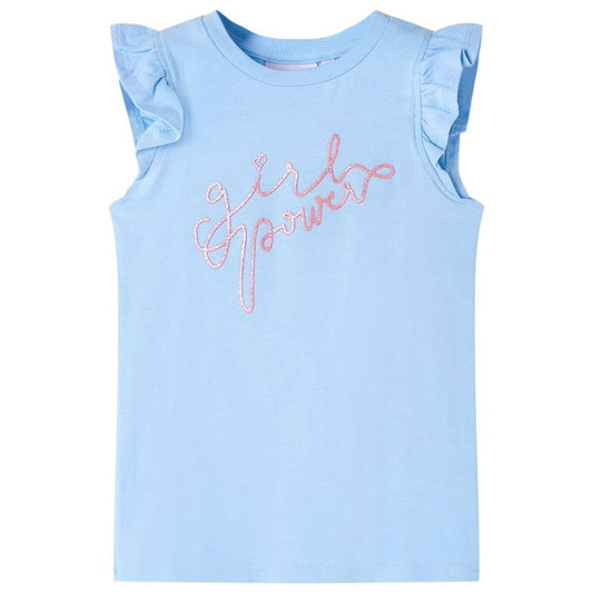 Kids' T-shirt with Ruffle Sleeves Light Blue 104