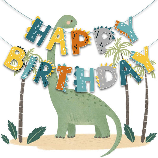 Dinosaur Themed Birthday Flag Happy Birthday Children's Birthday Party Background Decoration Dinosaur Flag Cake Flag