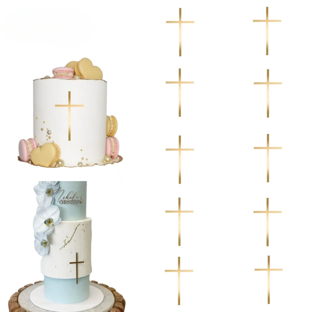 Happy Christening Cross Cake Topper Acrylic  Decorations God Bless   Party for Baking   Supplies