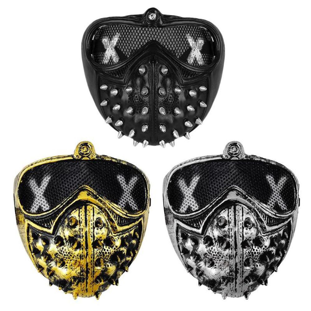 Punk 3-color Unique Styling Rivet Design Cool Lightweight Halloween Death God Halloween Plastic Comfortable To Wear Mask 55g