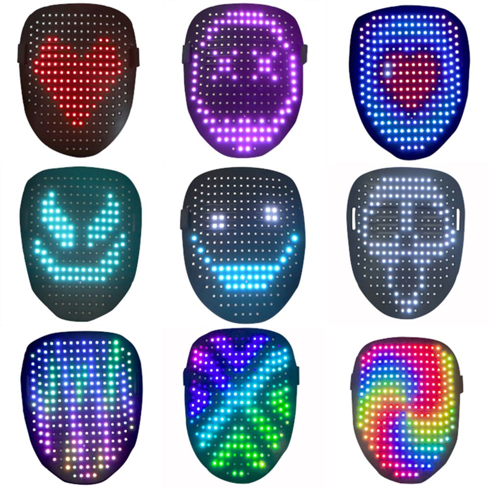 New Halloween LED Luminous Mask Face Changing Induction colorful mask LED light up control cool mask Party Atmosphere Prop