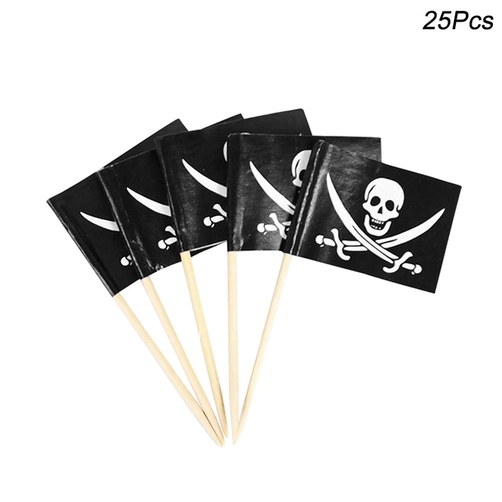 Pirate Flag Toothpicks Cupcake Topper For Kids Boys Pirate Theme Birthday Party Cake Decoraiton Halloween Cocktail Pick Supplies