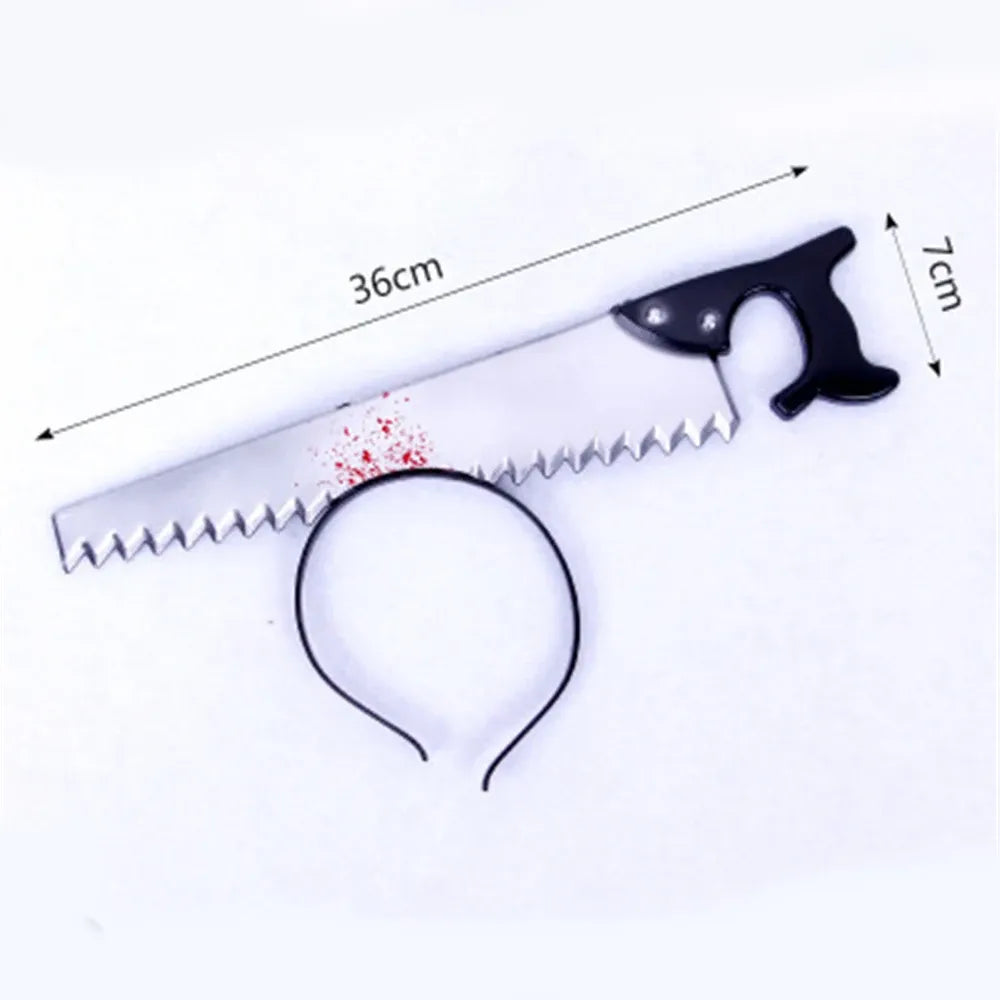 Halloween Horror Props Blood Fake Ax Saws Knife Headband for Halloween Party Masquerade Mischief Props Decoration Supplies