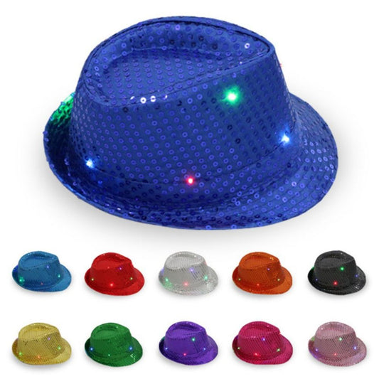 Luminous Adult Jazz Hat Festival Party Stage Performance Led Glow-In-The-Dark Hat Decorative Props Christmas Caps Photo Props