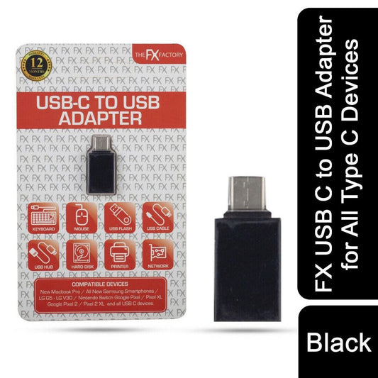 FX USB C to USB Adapter for All Type C Devices, Black