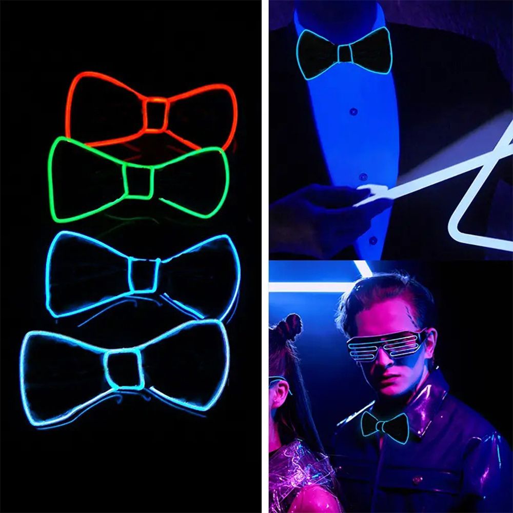 LED Light Up Bow Tie Glow in the Dark Luminous Necktie for Wedding Birthday Party Christmas Decoration Halloween Cosplay Costume