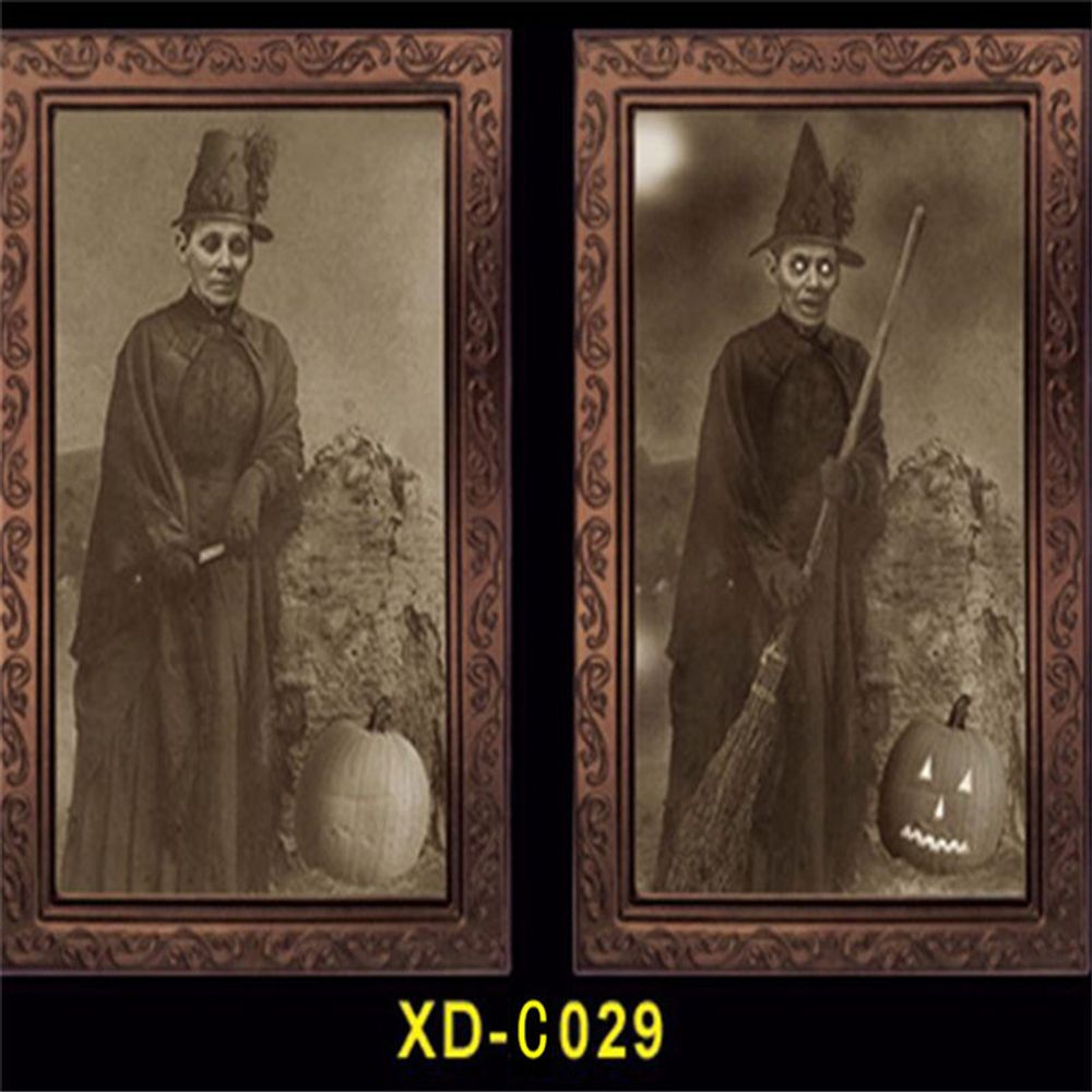 Halloween Decoration 3D Change Face Expression Moving Ghost Portrait Photo Frame Horror Party Castle Haunted House Props Decor