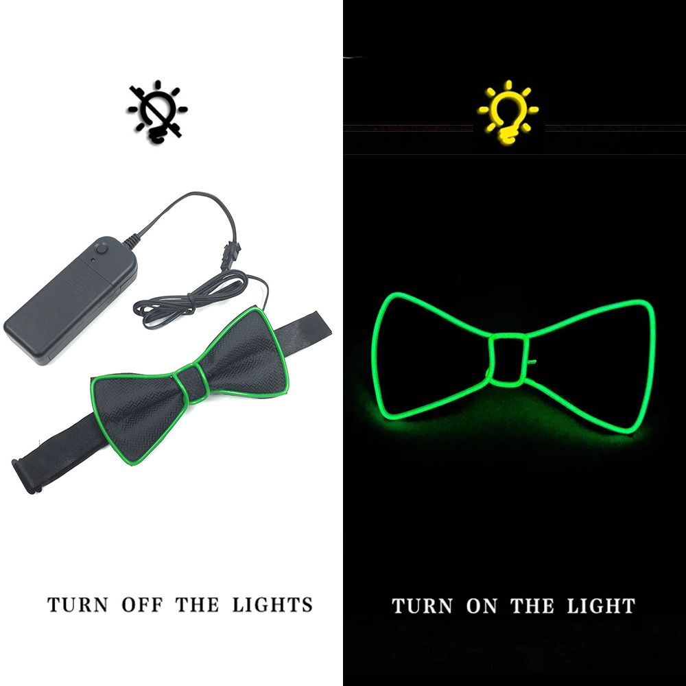 LED Light Up Bow Tie Glow in the Dark Luminous Necktie for Wedding Birthday Party Christmas Decoration Halloween Cosplay Costume