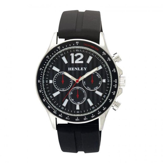 Henley Men's Black Dial Black Silicone Sports Rubber Strap Watch H02206.3