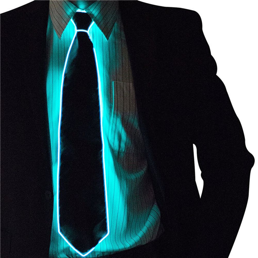 Men Glowing Tie EL Wire Neon LED Luminous Party Haloween Christmas Luminous Light Up Decoration DJ Bar Club Stage Prop Clothing