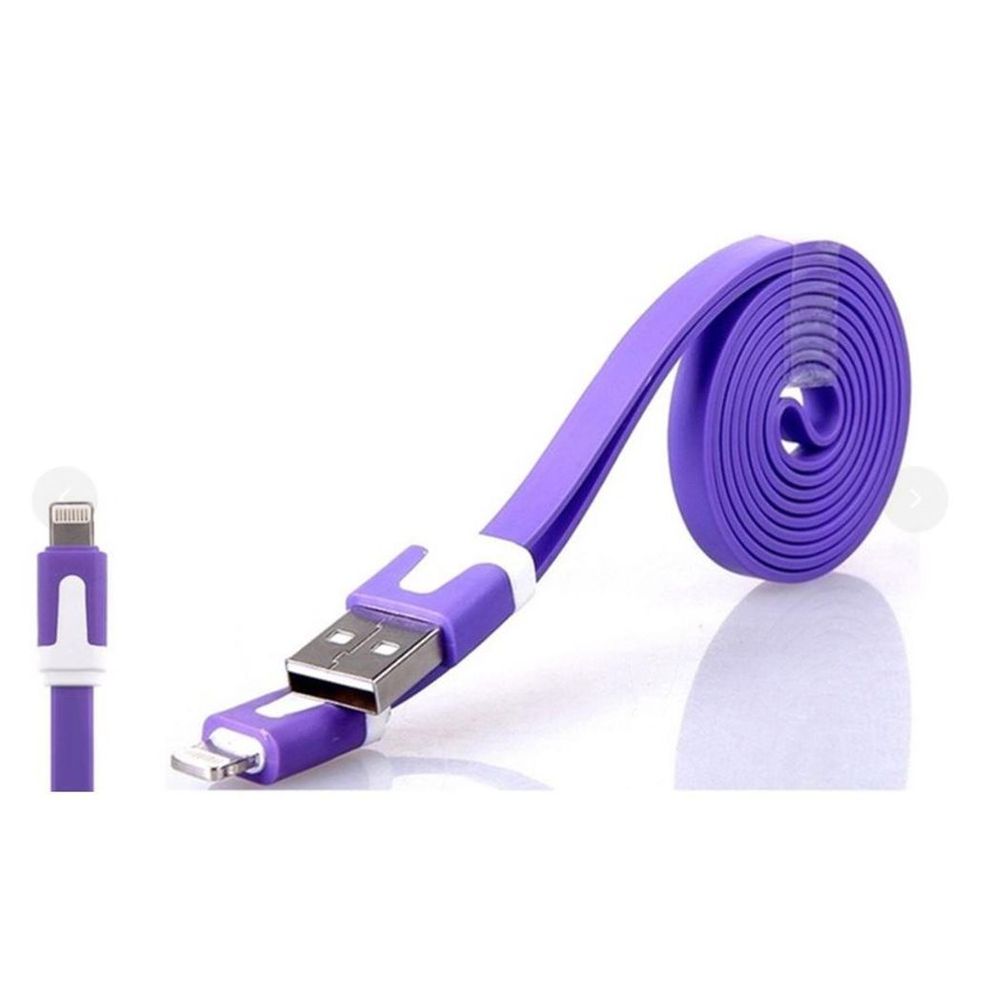 GVC 1 Metre Tangle Free Flat USB to 8 Pin Cable for Syncing & Charging, Purple