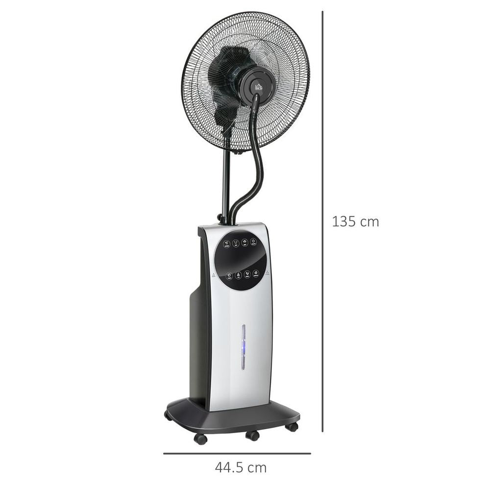 Pedestal Fan with Water Mist Spray Standing Fan w/ 3.1L Water Tank Black