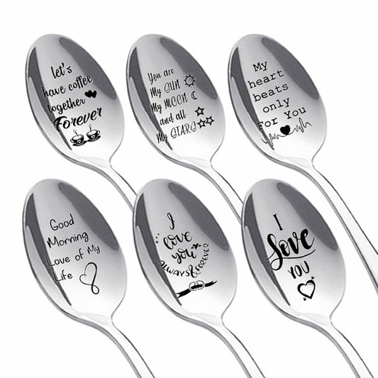 1Pcs 2024 Years I Love You Anniversary Valentines Day Gift for Boyfriend Girlfriend Stainless Steel Spoon Birthday Wedding Gifts