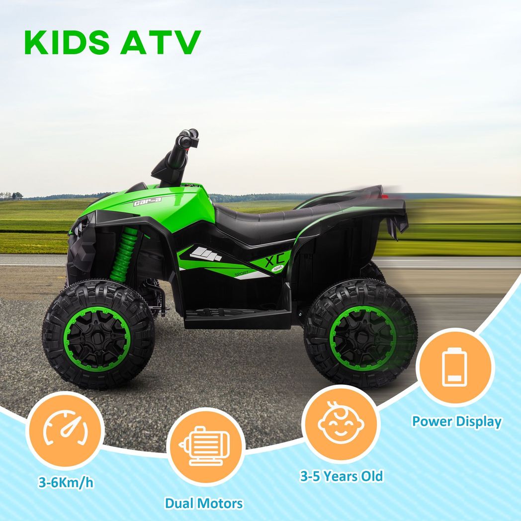 HOMCOM 12V Electric Quad Bikes for Kids Ride On Car ATV Toy for 3-5 Years Green