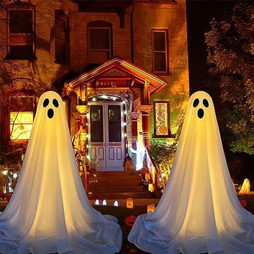 130CM Outdoor Halloween LED Decoration for Front Porch Patio Spooky Easy to Assemble Halloween Ghosts