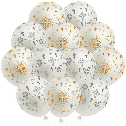 36Pcs Cross Bless Balloons Kit for Christening Party Decoration 12 inch latex Les Ballons Baptism Baby Shower Ballons Supplies