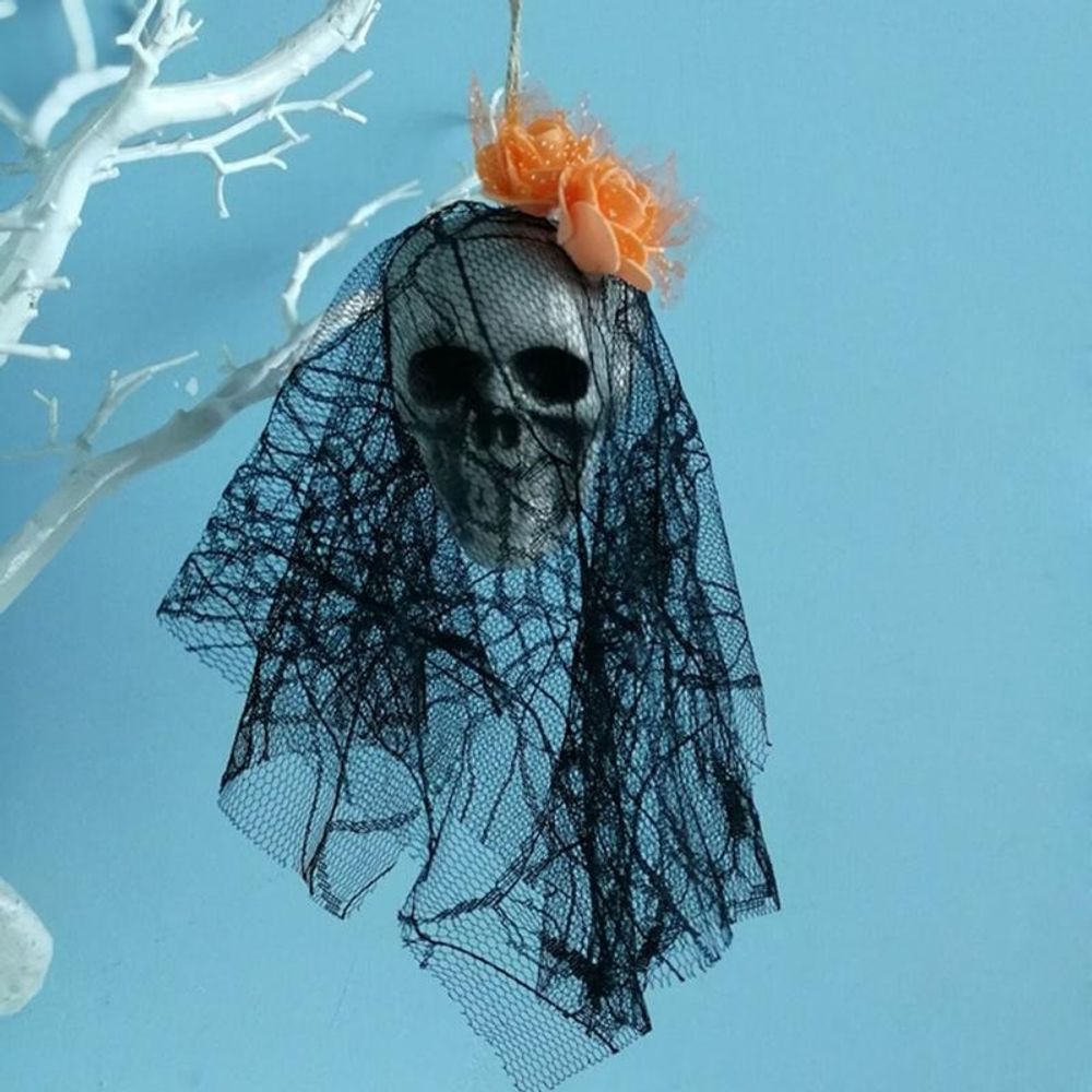 Halloween Skull Hanging Ornaments Foam Skull Bride Clothes Bone Head Scene Layout Props Home Decorations Festival Party Supplies