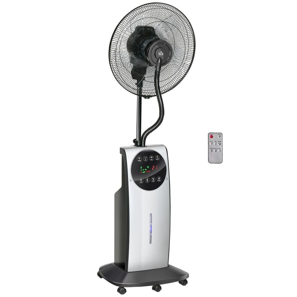 Pedestal Fan with Water Mist Spray Standing Fan w/ 3.1L Water Tank Black