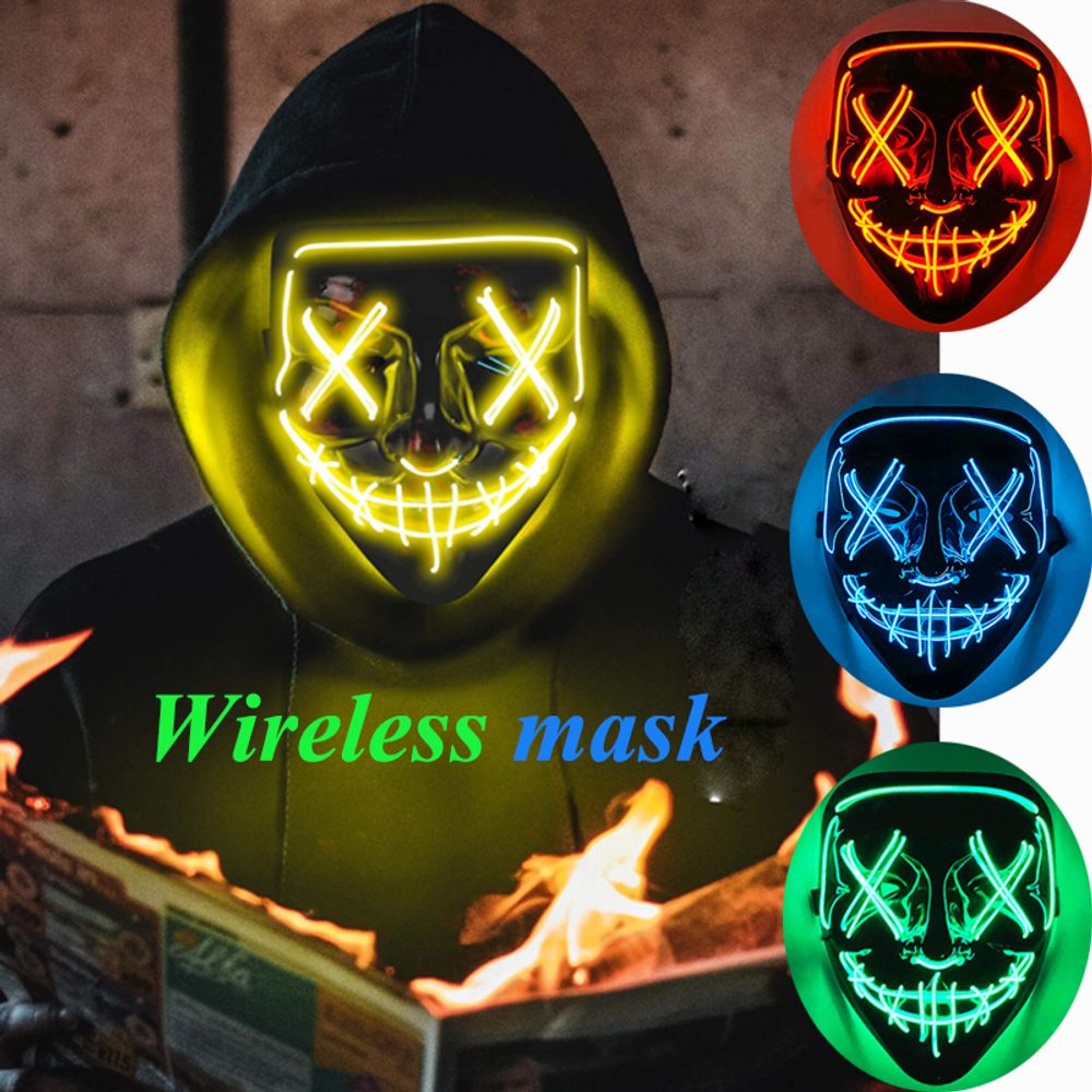 New Halloween LED Luminous Mask Face Changing Induction colorful mask LED light up control cool mask Party Atmosphere Prop