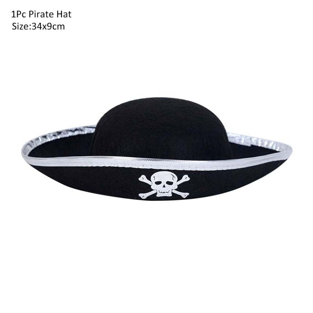 Pirate Captain Cosplay Costume Props Set Pirate Hat Hook Hand Flag Compass Telescope Eye Patch Halloween Theme Party Decorations