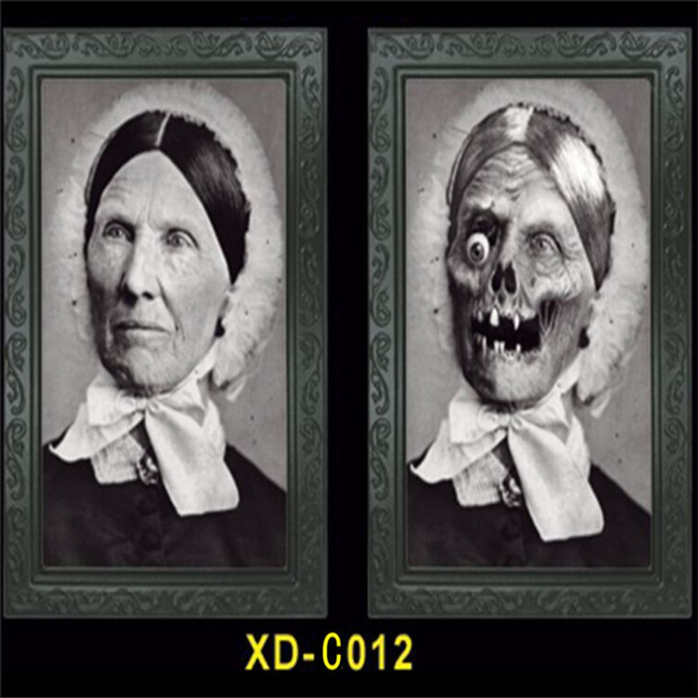 Halloween Decoration 3D Change Face Expression Moving Ghost Portrait Photo Frame Horror Party Castle Haunted House Props Decor