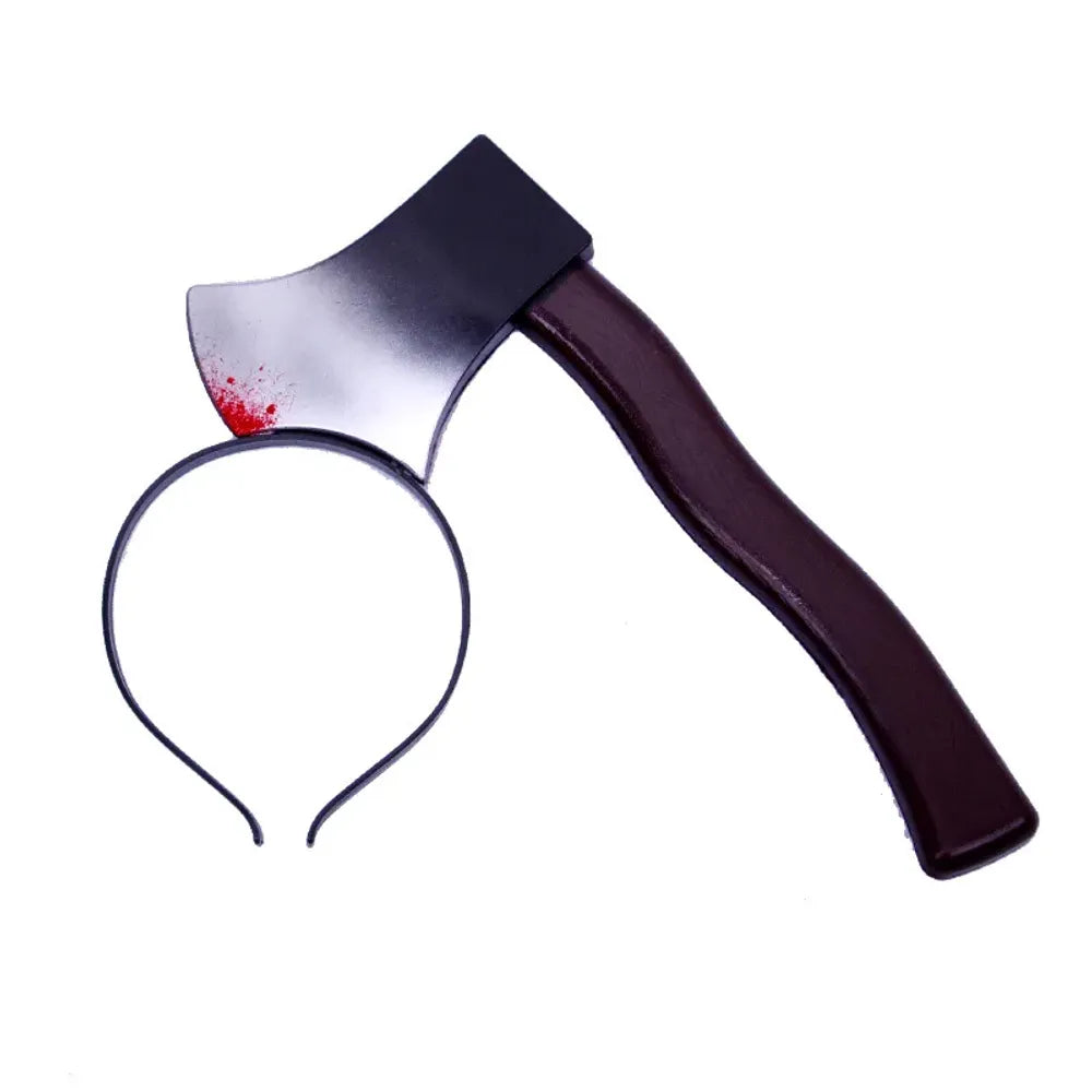 Halloween Horror Props Blood Fake Ax Saws Knife Headband for Halloween Party Masquerade Mischief Props Decoration Supplies