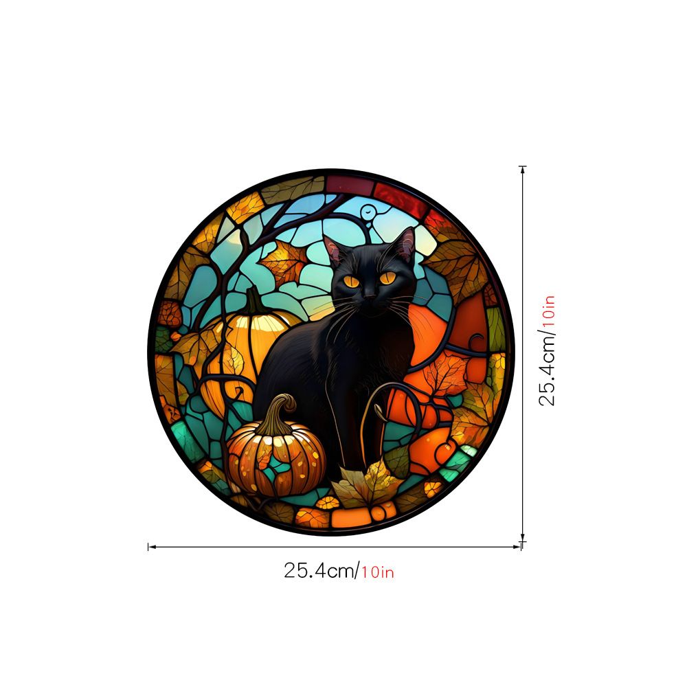 Halloween Stained Colorful Horror Castle Cat Static PVC Window Glass Stickers Glue Free Decorative Film Party Home Decoration