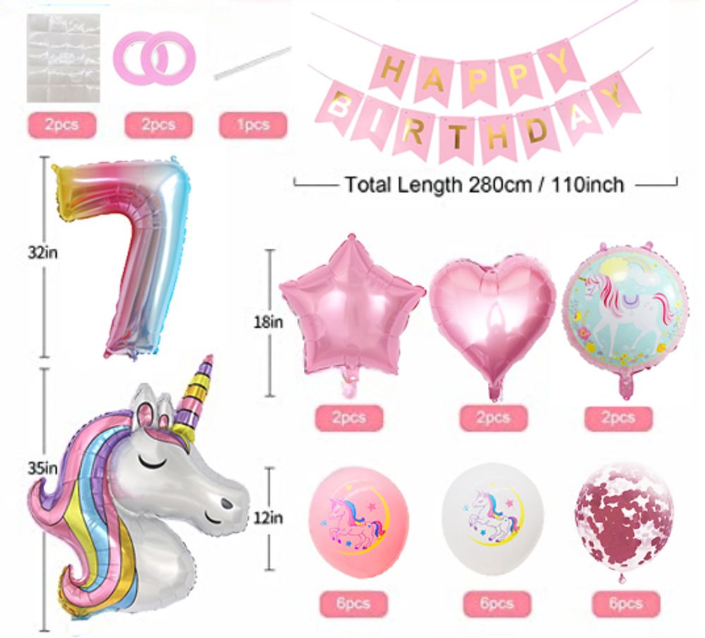 0-9 years old Birthday Decorations Unicorn Birthday Party Supplies Kit for Baby Shower Birthday Party unicorn theme party