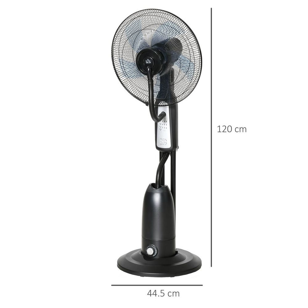 Pedestal Fan with Water Mist Spray Standing Fan w/ 2.8L Water Tank Black