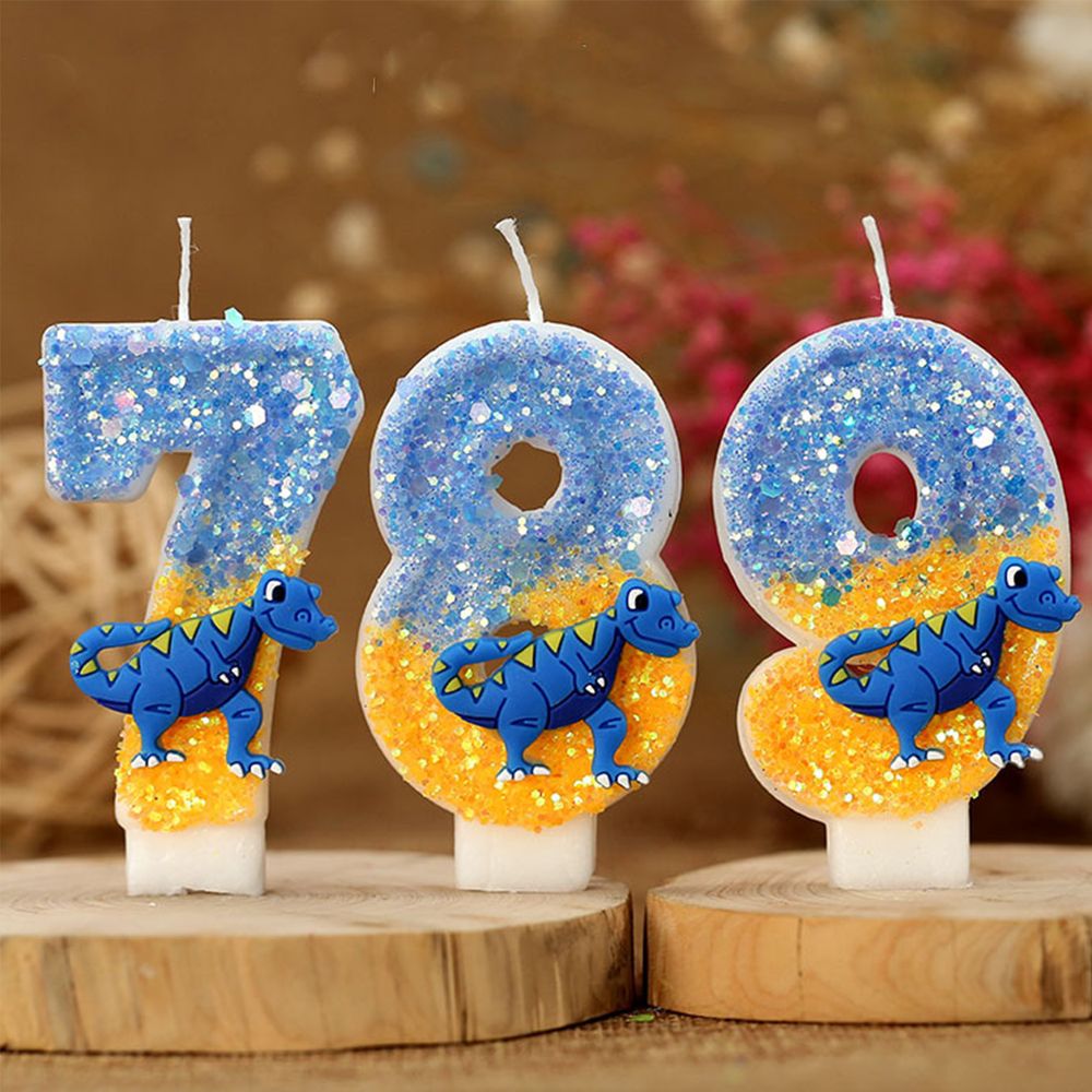 0-9Cute Dinosaur Candle Birthday Candles Number Happy Birthday Candle for Party Wedding Cake Decoration Supplies Birthday Candle