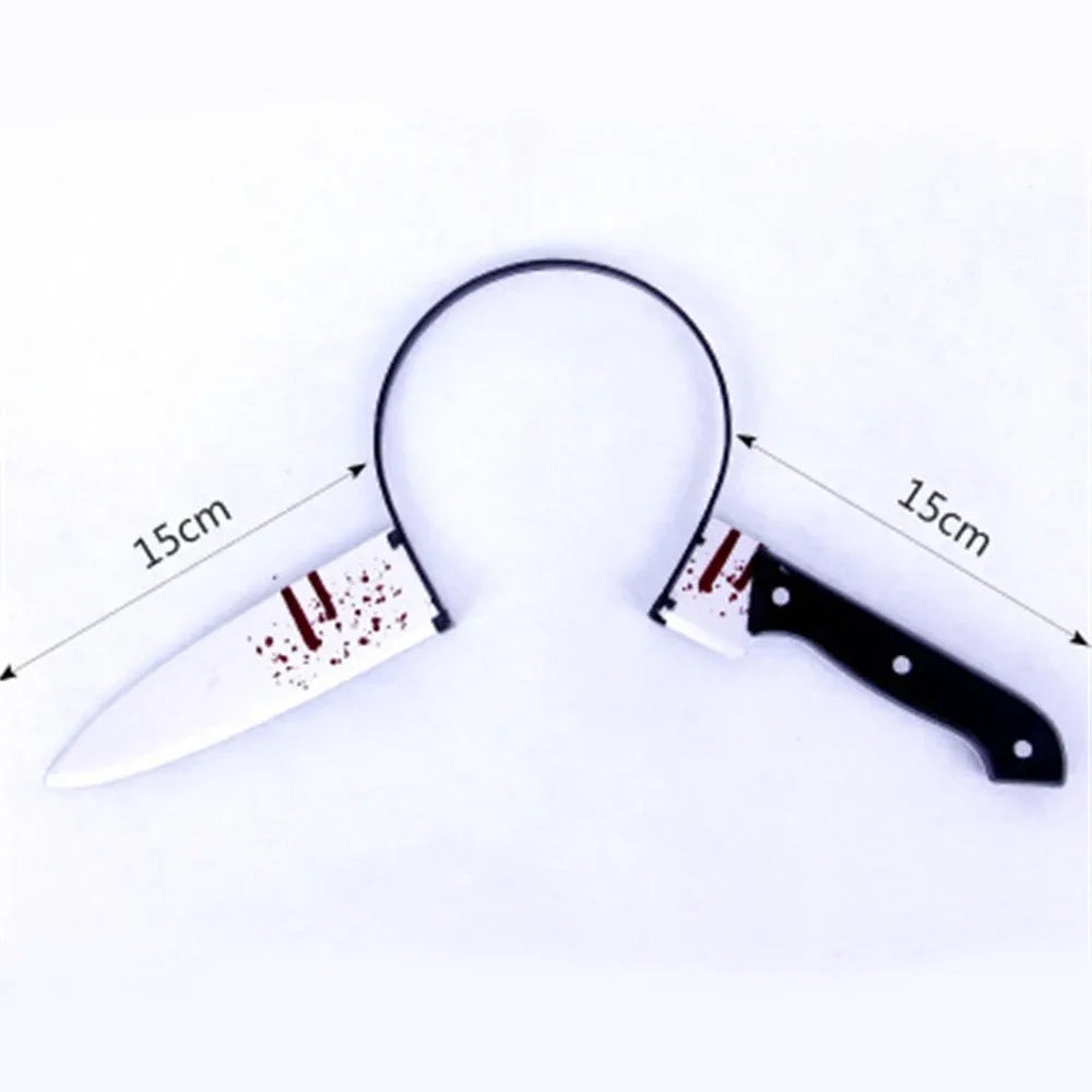 Halloween Horror Props Blood Fake Ax Saws Knife Headband for Halloween Party Masquerade Mischief Props Decoration Supplies