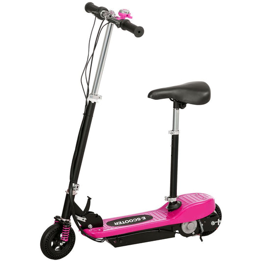 HOMCOM Folding Electric Scooter with Warning Bell, for Ages 4-14 Years, Pink