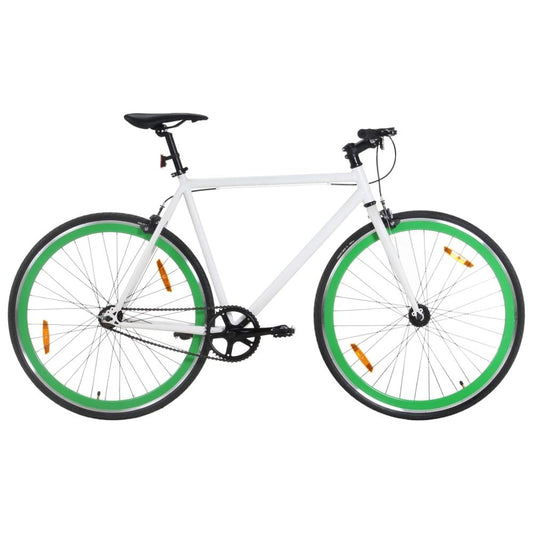 vidaXL Fixed Gear Bike White and Green 700c 59 cm