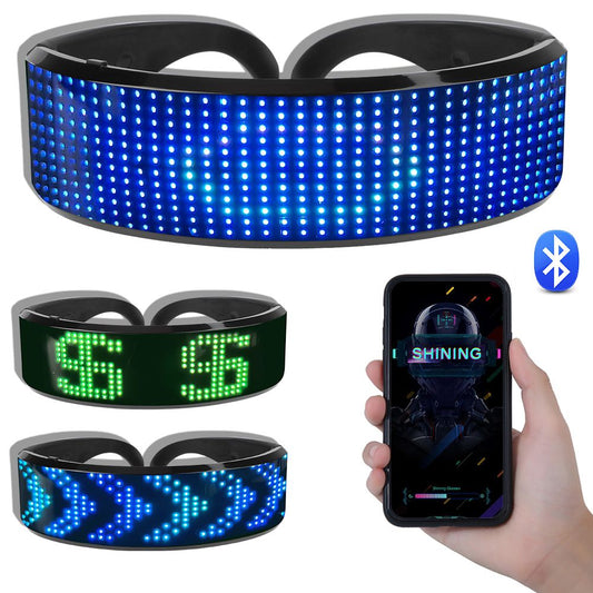 Bluetooth LED Luminous Glasses Prop For Party Bar Festival Performance DIY Shining Electronic Futuristic Eyewear