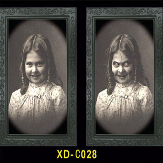 Halloween Decoration 3D Change Face Expression Moving Ghost Portrait Photo Frame Horror Party Castle Haunted House Props Decor