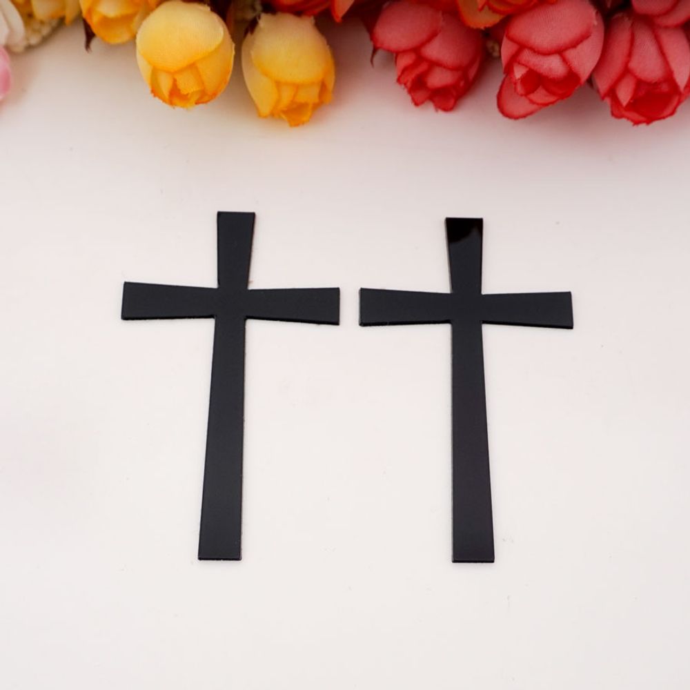 50 Pcs/Lot Acrylic Mirror Laser Cutting Cross Sticker Wedding Party Favors Home Decor Black Silver Gold