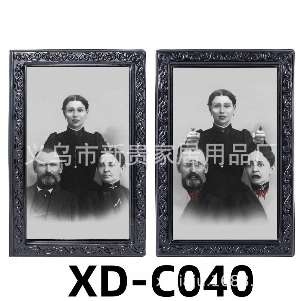 Halloween Decoration 3D Change Face Expression Moving Ghost Portrait Photo Frame Horror Party Castle Haunted House Props Decor