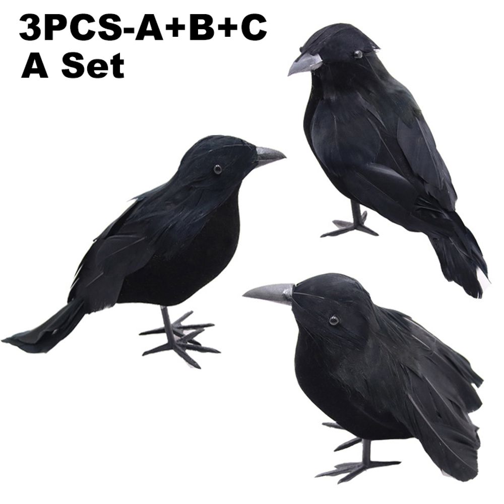 Simulation Black Crow Halloween Black Crow Props Simulation Fake Bird Ghost Festival Halloween Decoration Scary Toys