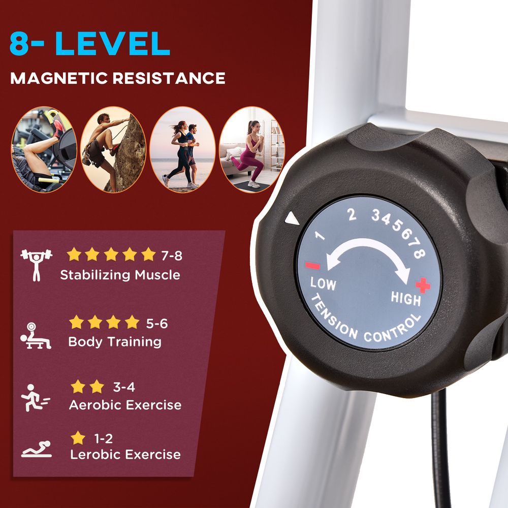 Magnetic Resistance Exercise Bike Foldable LCD Adjustable Seat Red HOMCOM