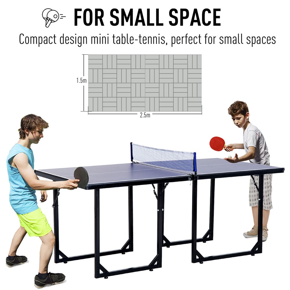 Tennis Table Ping Pong Foldable with Net Game Steel 183cm Indoor, Blue HOMCOM