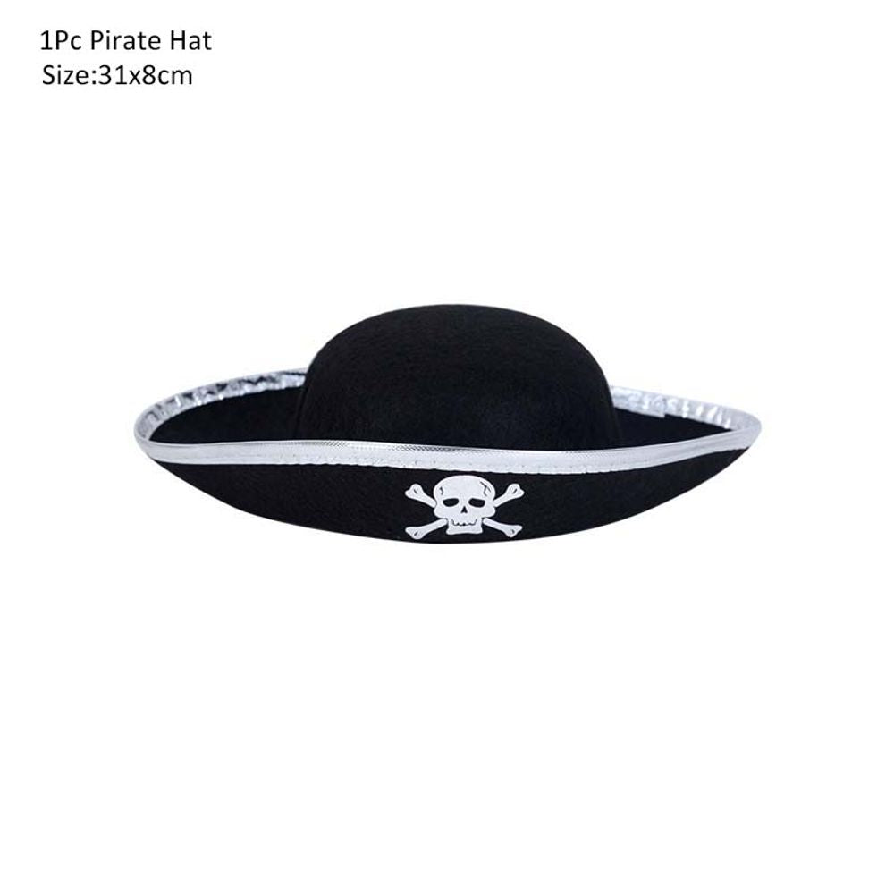 Pirate Captain Cosplay Costume Props Set Pirate Hat Hook Hand Flag Compass Telescope Eye Patch Halloween Theme Party Decorations