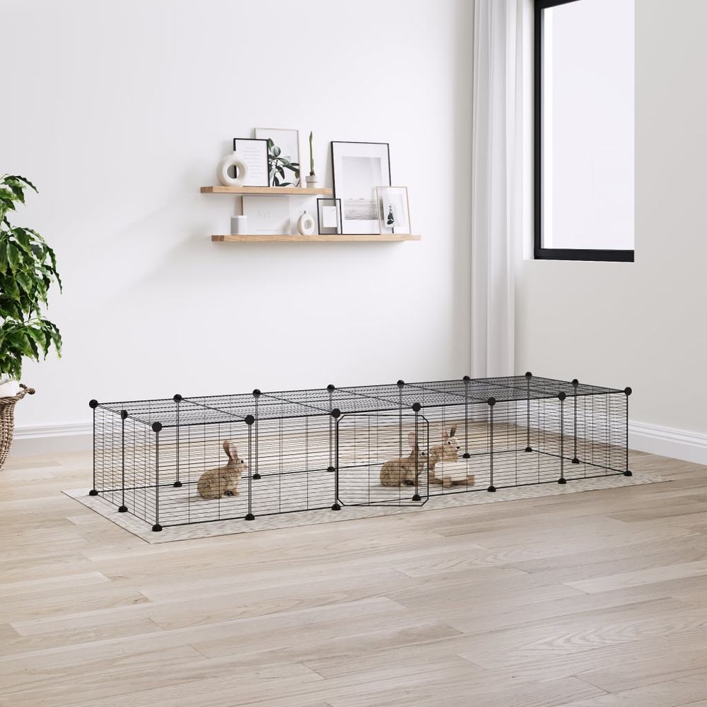 8-Panel Pet Cage Black 35x35 cm Steel