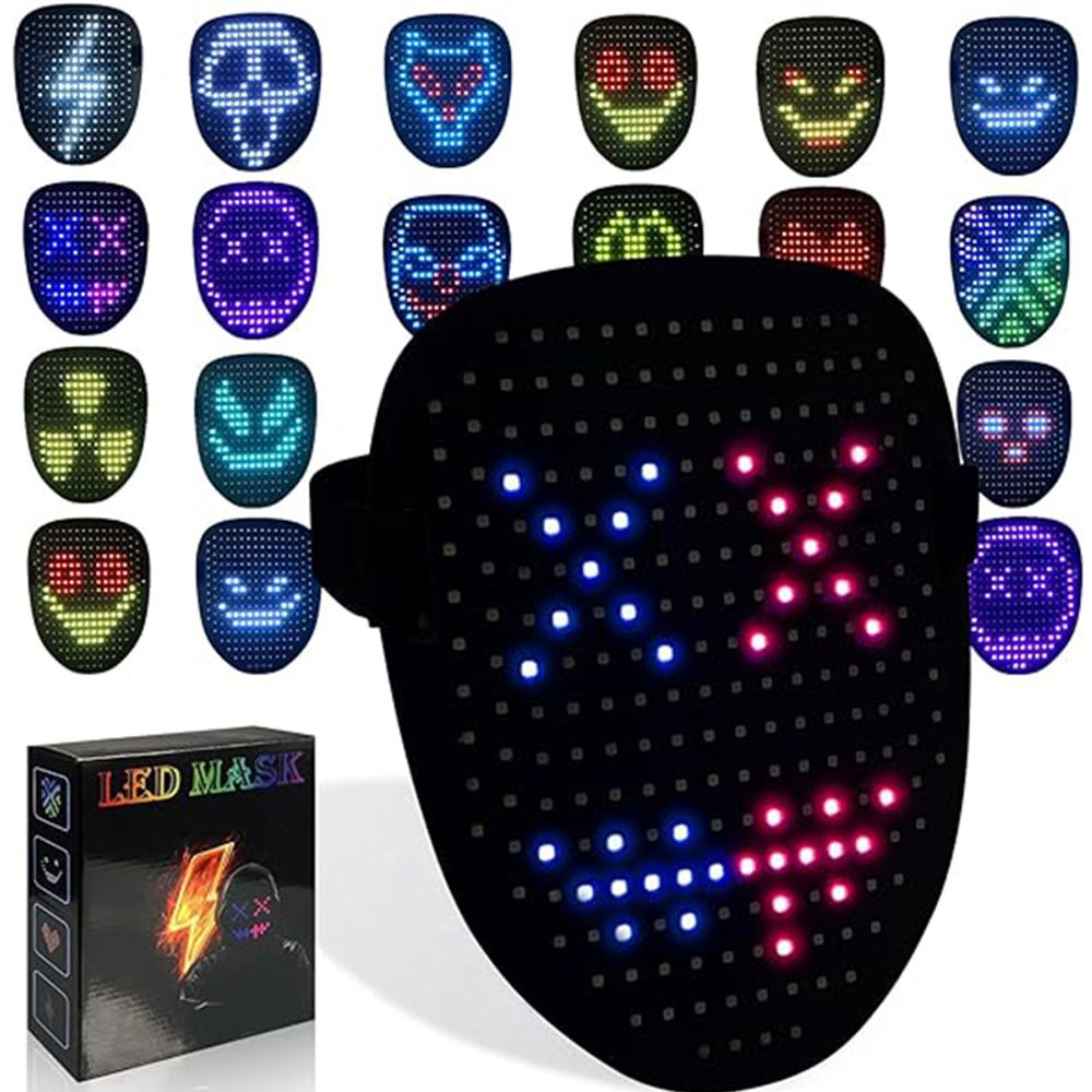 New Halloween LED Luminous Mask Face Changing Induction colorful mask LED light up control cool mask Party Atmosphere Prop